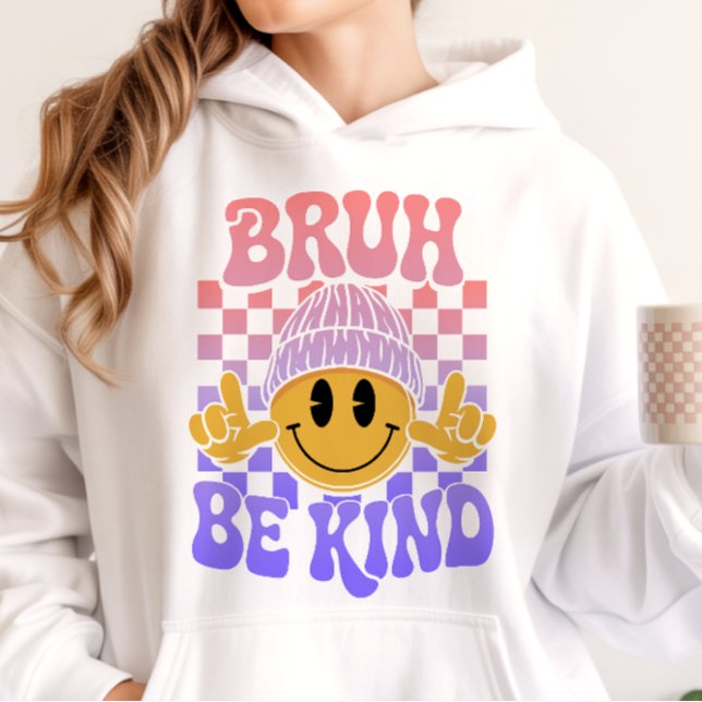 Bruh Be Kind Happy Face Beanie Pastel Gradient Hoodie (Von Creator hochgeladen)