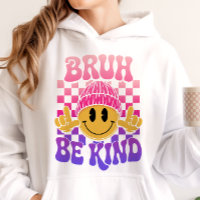 Bruh Be Kind Happy Face Beanie Pink Purple