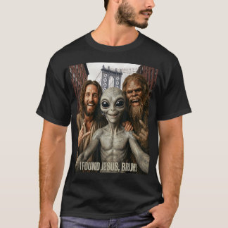 Bruh Bigfoot Alien Jesus Rock On Handzeichen Ufo T-Shirt