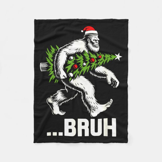 Bruh Bigfoot Christmas Funny Christmas Tree Xmas S Fleecedecke (Vorderseite)