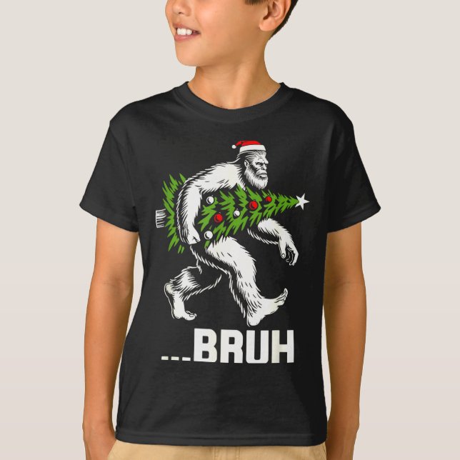 Bruh Bigfoot Christmas Funny Christmas Tree Xmas S T-Shirt (Vorderseite)
