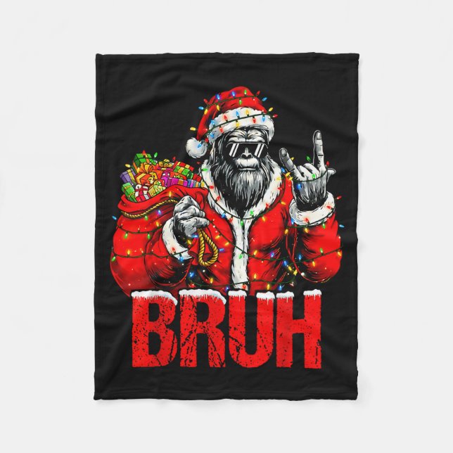 Bruh Bigfoot Christmas Funny Sasquatch Xmas For Me Fleecedecke (Vorderseite)