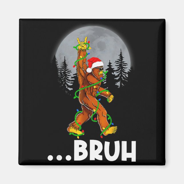 Bruh Bigfoot Christmas Shirt Christmas Tree Xmas S Magnet (Vorne)