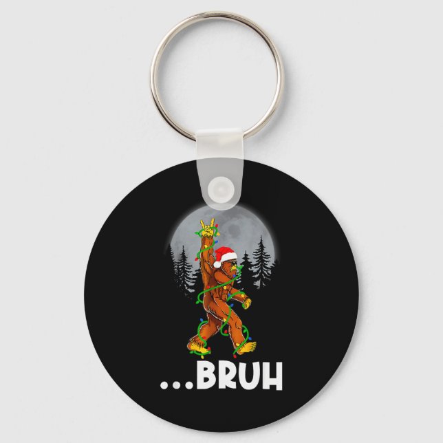 Bruh Bigfoot Christmas Shirt Christmas Tree Xmas S Schlüsselanhänger (Vorderseite)
