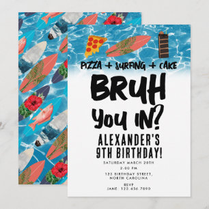 Bruh, bist du da? Junge Teenager Geburtstagspizza  Einladung