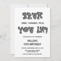 BRUH, bist du da? Schwimmbad Party Junge Geburtsta