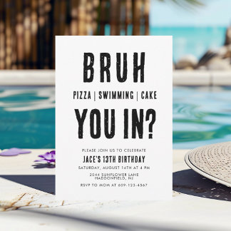 BRUH, bist du da? Schwimmjunge zum Geburtstag Einladung