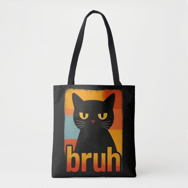 Bruh Black Cat Funny Retro Vintage Meme (Vorderseite)