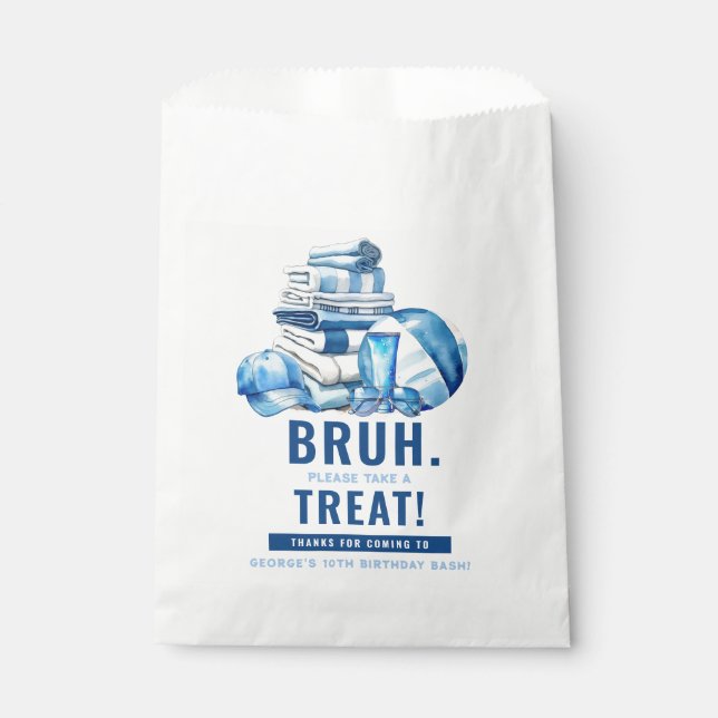 BRUH. Blue Pool Boy Geburtstag Vielen Dank Geschenktütchen (Vorderseite)