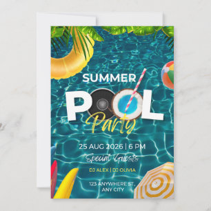 BRUH Blue Pool Party Geburtstagseinladung für Jung Einladung