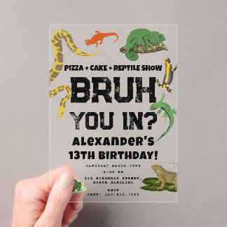 Bruh Boy's Birthday Party Teenager Reptile Show Acryleinladungen
