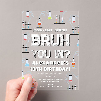 Bruh Boy's Birthday Party Teenager Science Theme Acryleinladungen