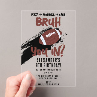 Bruh Boy's Birthday Teen Sports Football Game Acryleinladungen