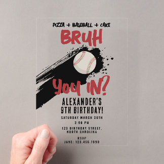 Bruh Boys Geburtstags-Teensport Baseballspiel Acryleinladungen
