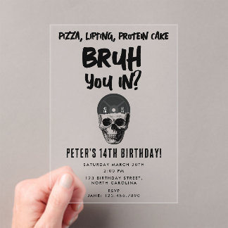 Bruh Boys Teenager Birthday Party Teen Boy Weights Acryleinladungen