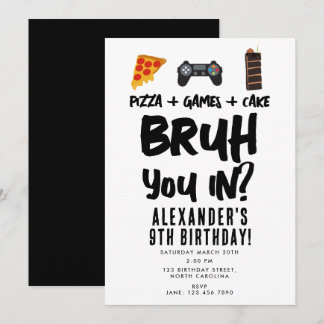 Bruh Boys Teenager Geburtstagsparty Teen Boy Pizza Einladung