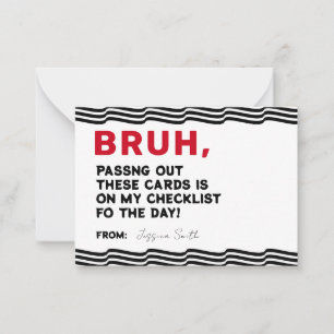 Bruh Boys Valentines Card, Funny Kids Valentines Mitteilungskarte