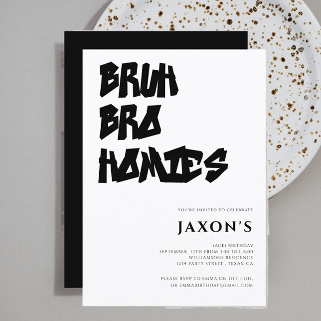 BRUH bro homie modern zwischen Geburtstag Einladun Einladung (Von Creator hochgeladen)