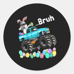Bruh Bunny Happy Ostermonster Truck Liebhaber Kind Runder Aufkleber