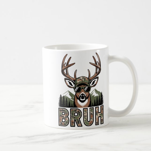 Bruh Camo Deer Hunting Camouflage Elk Buck Funny Y Kaffeetasse (Rechts)