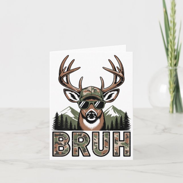 Bruh Camo Deer Hunting Camouflage Elk Buck Funny Y Karte (Vorderseite)