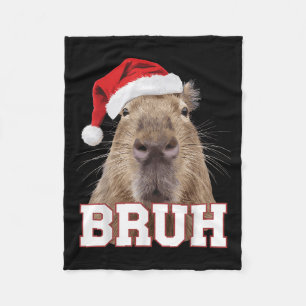 Bruh Capybara Funny Weihnachtsmannmütze Weihnachts Fleecedecke