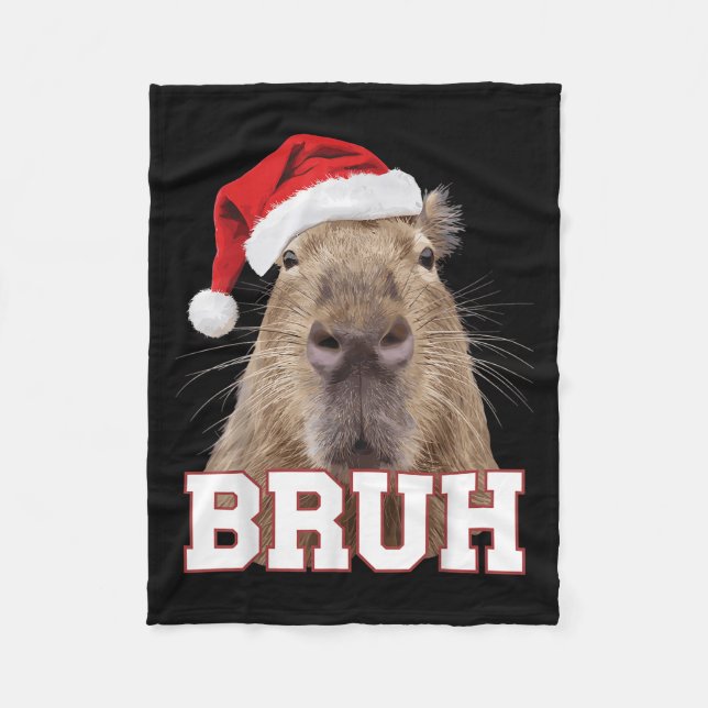 Bruh Capybara Funny Weihnachtsmannmütze Weihnachts Fleecedecke (Vorderseite)