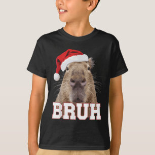 Bruh Capybara Funny Weihnachtsmannmütze Weihnachts T-Shirt