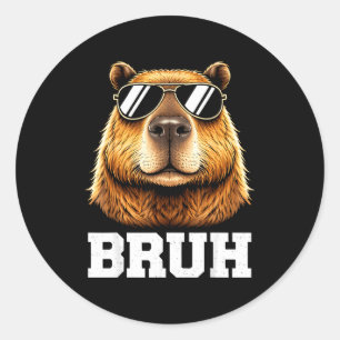 Bruh Capybara Meme lustig chill Capybara Energie Runder Aufkleber