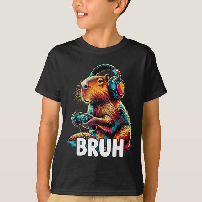Bruh Capybaras Funny Video Games Capybara  T-Shirt (Vorderseite)