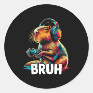 Bruh Capybaras Lustige Videospiele Capybara  Runder Aufkleber
