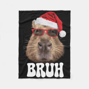 Bruh Capyra Lustiger Weihnachtsmannhut Weihnachtsz Fleecedecke