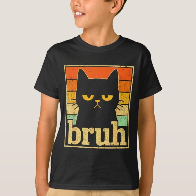 Bruh Cat Meme Graphic – Funny Cat Retro Meme For T T-Shirt (Vorderseite)