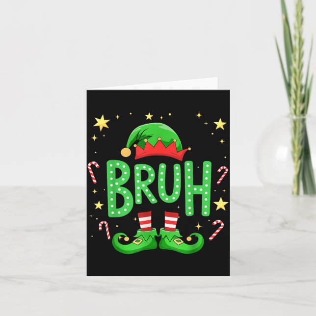 Bruh Christmas Elf Funny Xmas Kids Boys Christmas  Karte (Vorderseite)