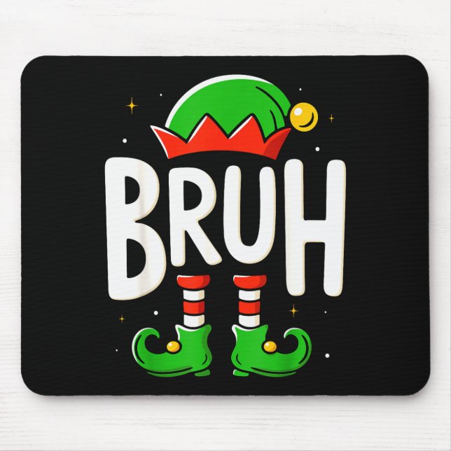 Bruh Christmas Elf Pajamas For Mens Kids Teen Boys Mousepad (Vorne)