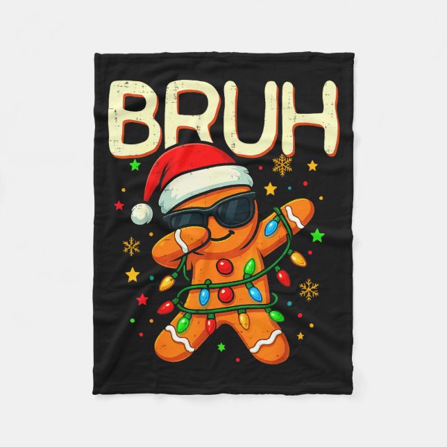 Bruh Christmas Gingerbread Man Funny Teens Boys Ki Fleecedecke (Vorderseite)