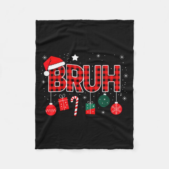 Bruh Christmas Pajama Christmas Family Retro Santa Fleecedecke (Vorderseite)