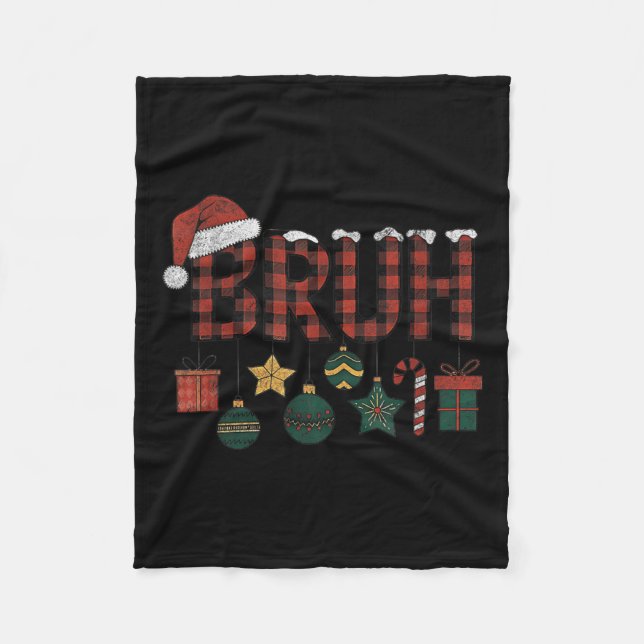 Bruh Christmas Red Kariert Teens Boys Kids Xmas Pa Fleecedecke (Vorderseite)