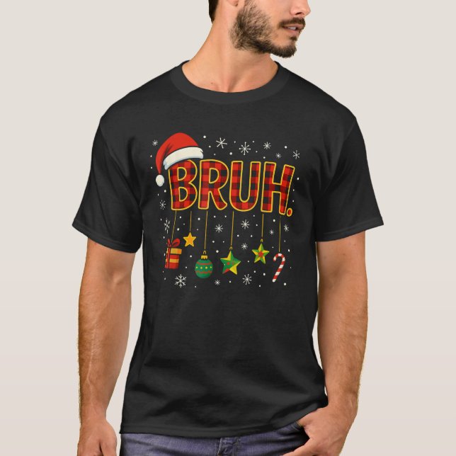 Bruh Christmas Red Kariert Xmas Pajamas Teens Boys T-Shirt (Vorderseite)