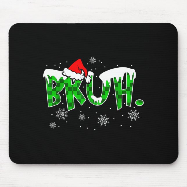 Bruh Christmas Red Plaid Funny Family Teens Boys K Mousepad (Vorne)