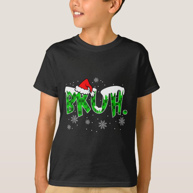 Bruh Christmas Red Plaid Funny Family Teens Boys K T-Shirt (Vorderseite)