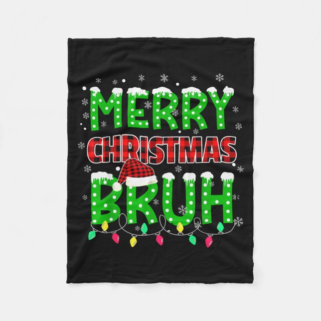 Bruh Christmas Red Plaid Teens Boys Kids Xmas Paja Fleecedecke (Vorderseite)