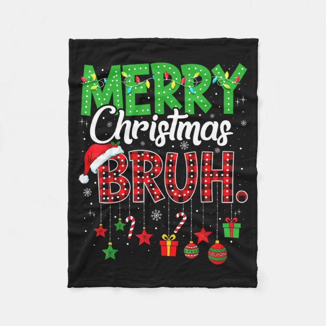 Bruh Christmas Red Plaid Teens Boys Kids Xmas Paja Fleecedecke (Vorderseite)