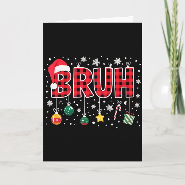 Bruh Christmas Red Plaid Teens Boys Kids Xmas Paja Karte (Vorderseite)