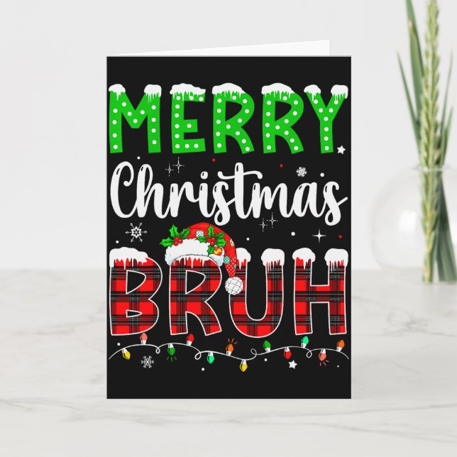 Bruh Christmas Red Plaid Teens Boys Kids Xmas Paja Karte (Vorderseite)