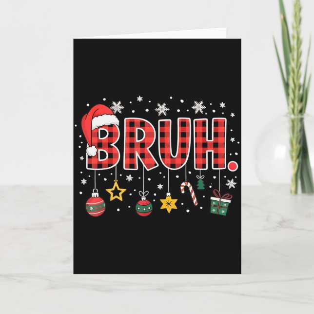 Bruh Christmas Red Plaid Teens Boys Kids Xmas Paja Karte (Vorderseite)