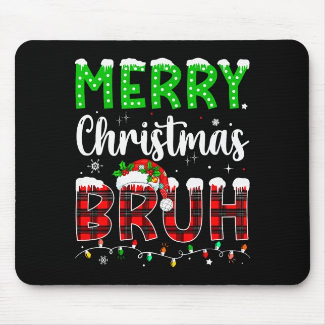 Bruh Christmas Red Plaid Teens Boys Kids Xmas Paja Mousepad (Vorne)