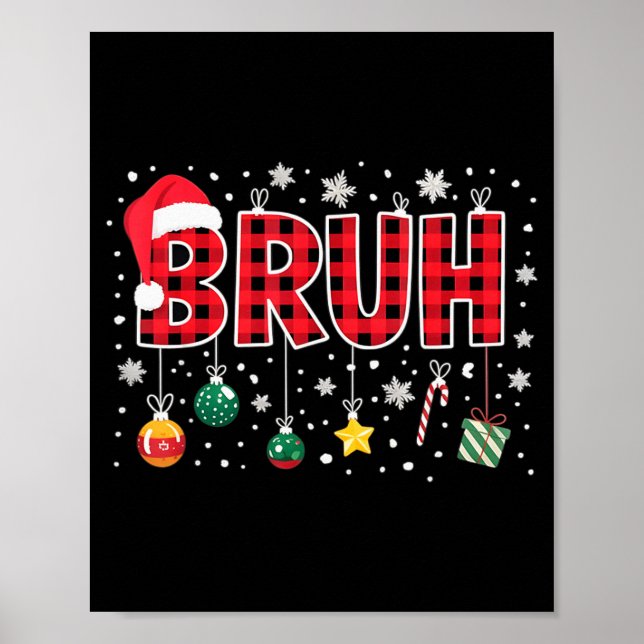 Bruh Christmas Red Plaid Teens Boys Kids Xmas Paja Poster (Vorne)