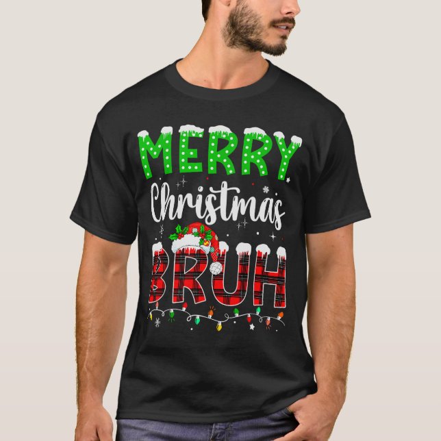 Bruh Christmas Red Plaid Teens Boys Kids Xmas Paja T-Shirt (Vorderseite)