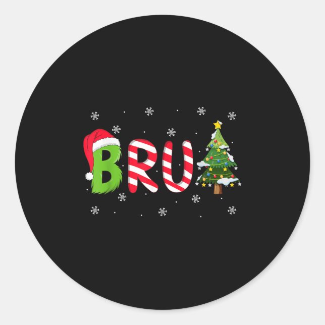 Bruh Christmas Saying Bro Funny Men Boys Bruh Meme Runder Aufkleber (Vorderseite)